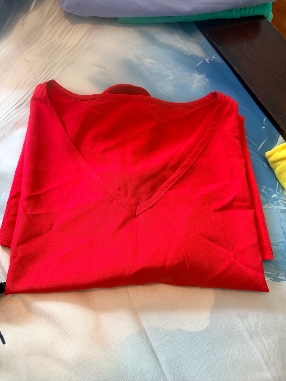 Amazon Women's Red V-Neck Top